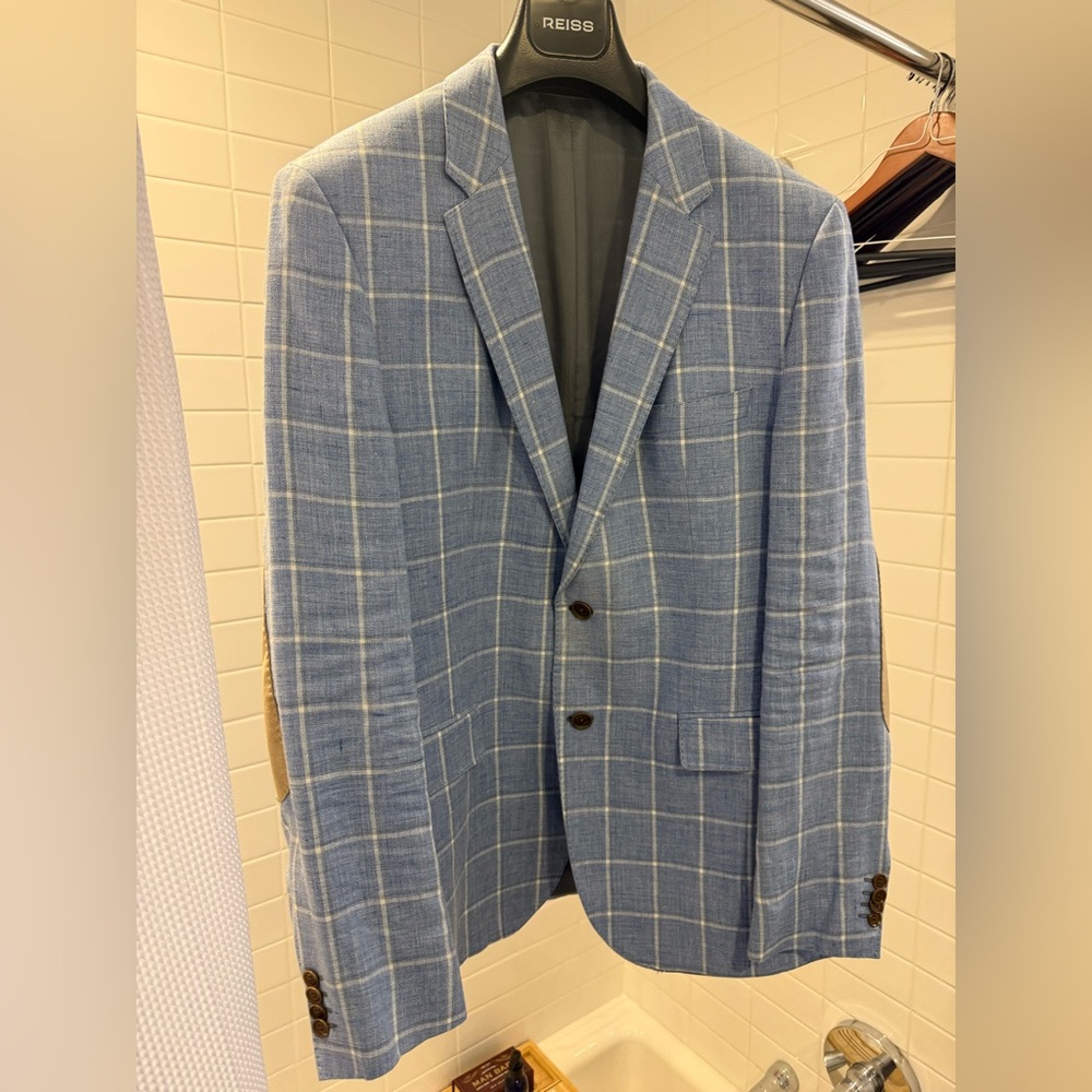 Boss Light Blue Plaid Blazer